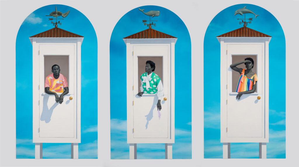 Amy Sherald (American, born 1973), Ecclesia (The Meeting of Inheritance and Horizons), 2024, oil on linen. © Amy Sherald. Photo by Kelvin Bulluck.